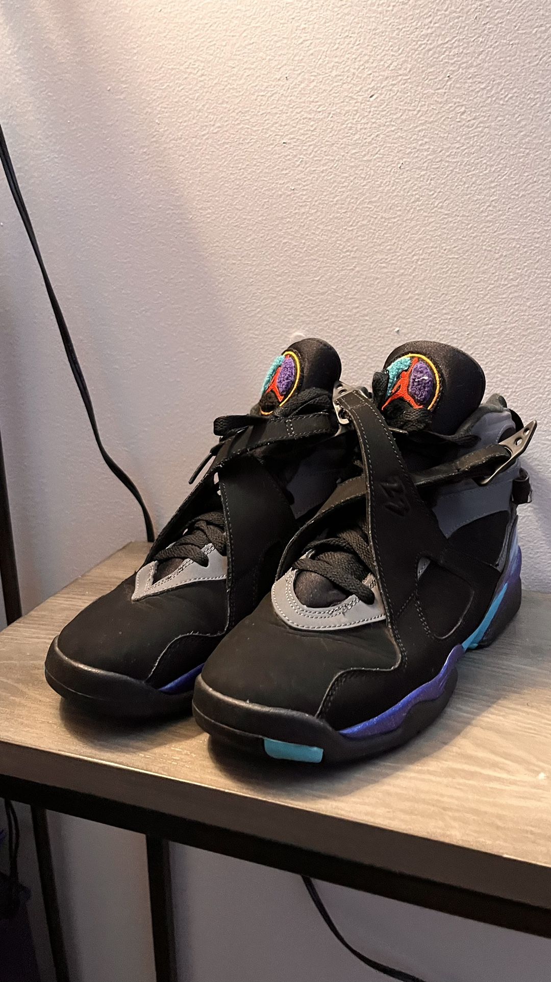 Nike Air Jordan Retro 8 BG Aqua 2015 Size 6Y Black 305368-025
