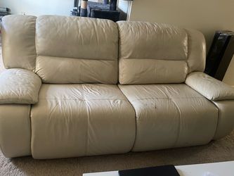 White leather recliner couch