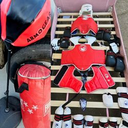 Youth Boxing Punching Bag, Speed Bag & Martial Arts Gear Bundle