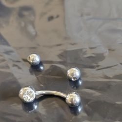 Belly Ring New Silver With Stone