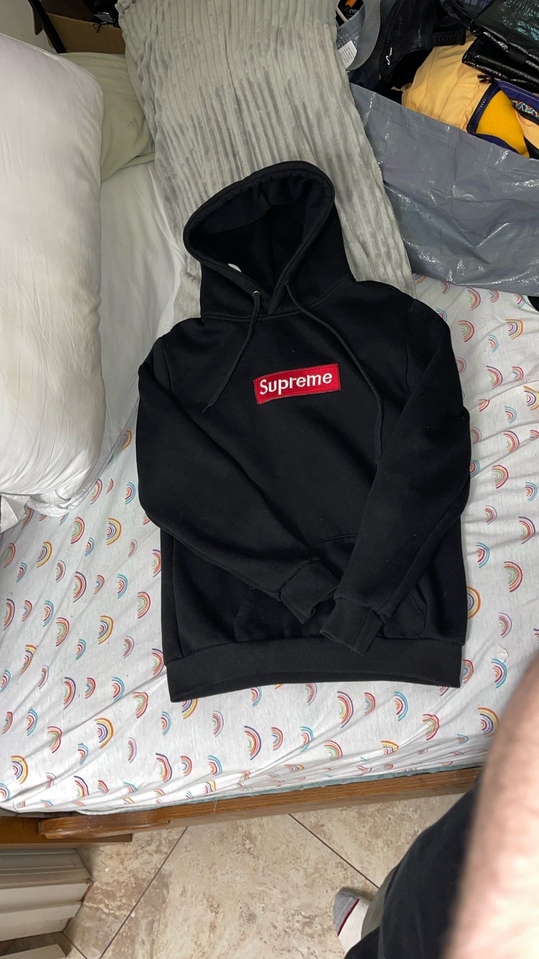 Supreme large black Box Logo Hoodie