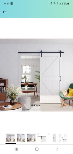 Sliding Barn Door,36in x 84in, K-Frame, White,with Barn Door Hardware Kit,DIY Door.

