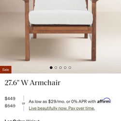 Orson Chenille Upholstery Beige Arm Chair