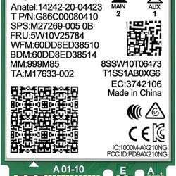 WiFi 6E Wireless Card Intel AX210 NGW Bluetooth 5.3 Tri-Band 5400Mbps Network Adapter for Laptop Support Windows 10/11 (64bit) M.2/NGFF

