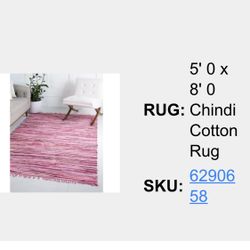 Pink Rug - 5X8 Feet - Chindi Cotton Rug 