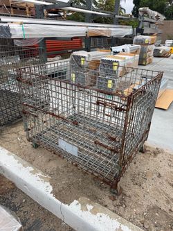 Industrial Collapsible Wire Mesh Bins / Heavy Duty Steel Storage Cages