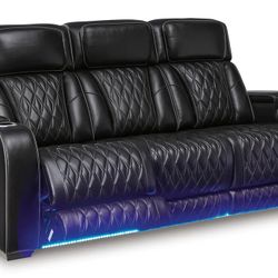 Black Power Reclining Sofa With Power Headrest 