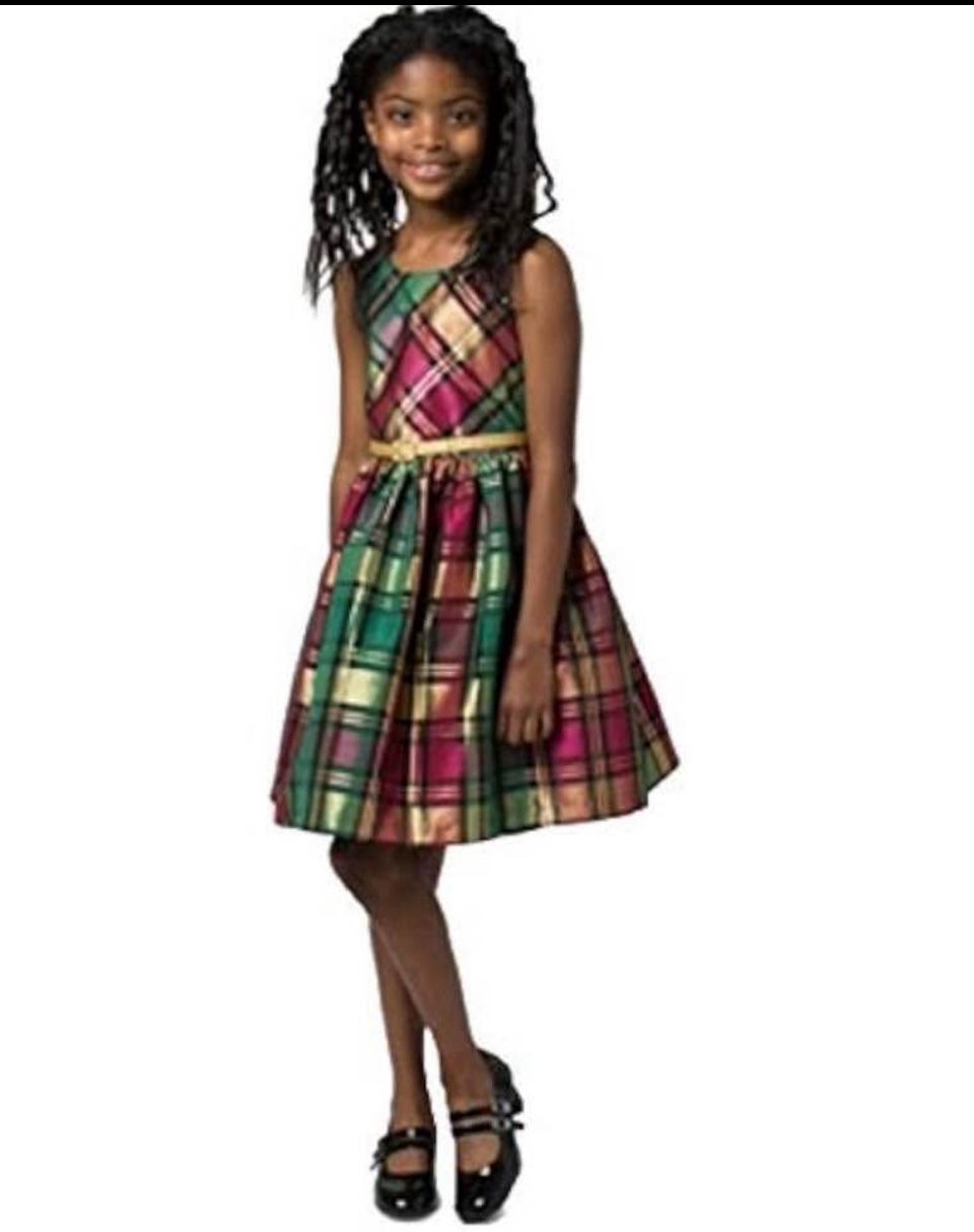 Bonnie Jean Big Girls Metallic Plaid Dress