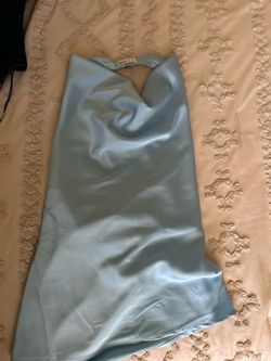 Satin light blue top