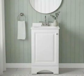 19 in. Single Sink White Freestanding Bath Vanity with White Cultured Marble Top (Assembled)