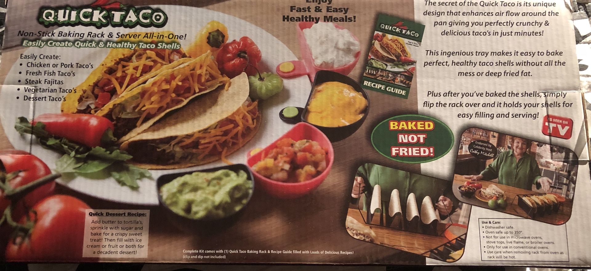 Quick Taco Baking Rack, Server, Recipe Book Assen on TV New in Box