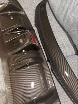 For Infiniti Q50 2014-2017 Rear Bumper Lip Diffuser Spoiler Carbon Fiber Look
