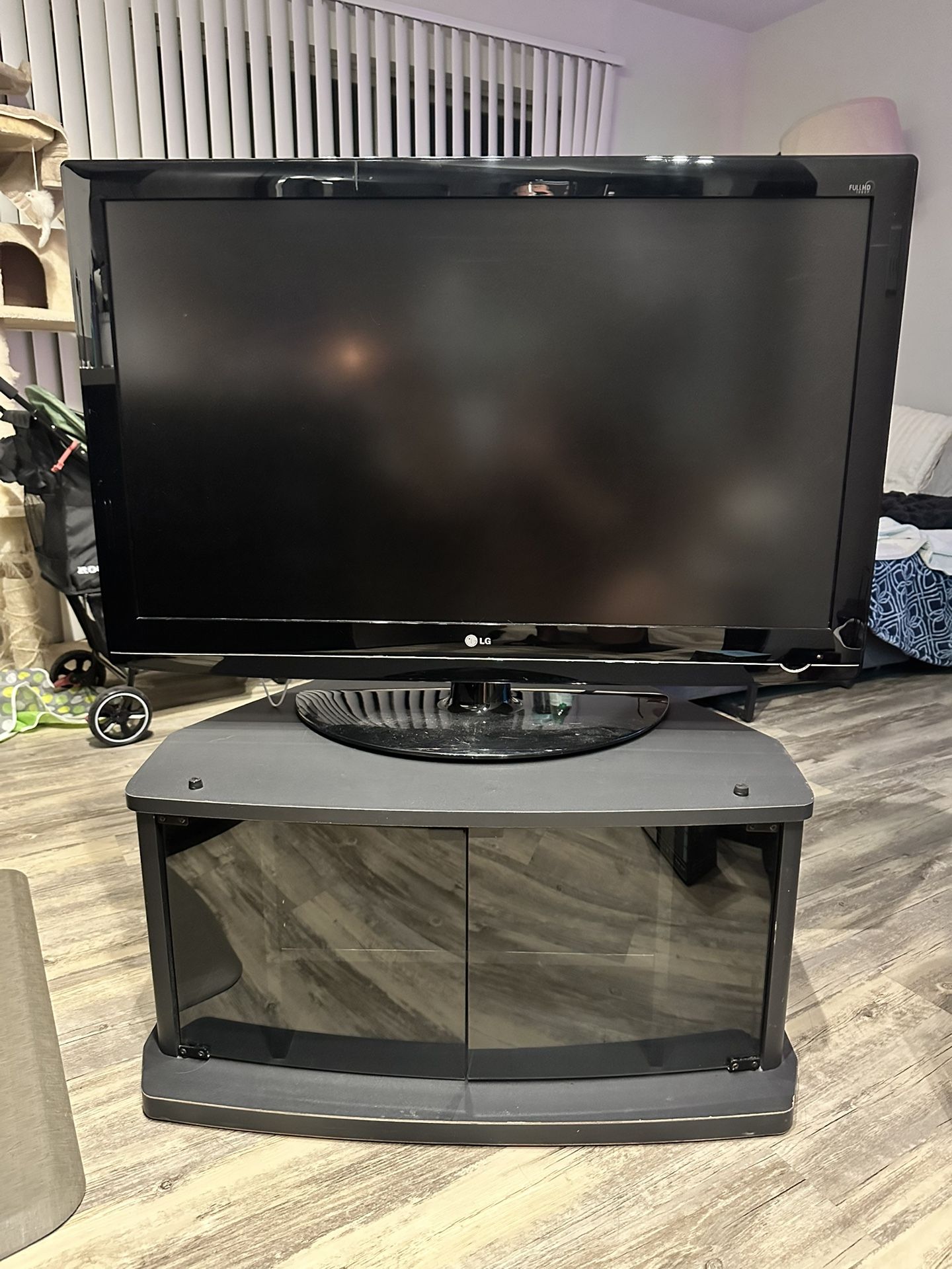 42" TV + Stand + Roku Device + LED
