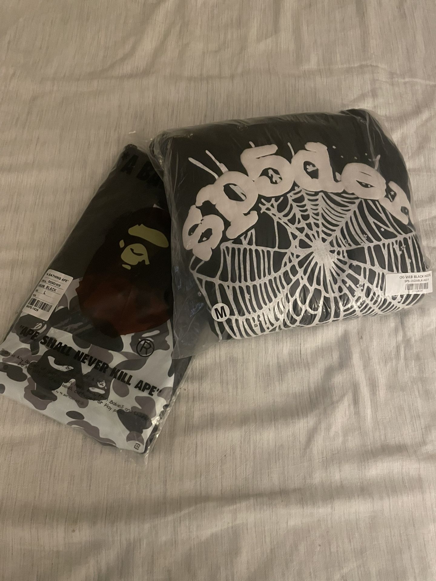 Bape Shirt And Sp5der Hoodie