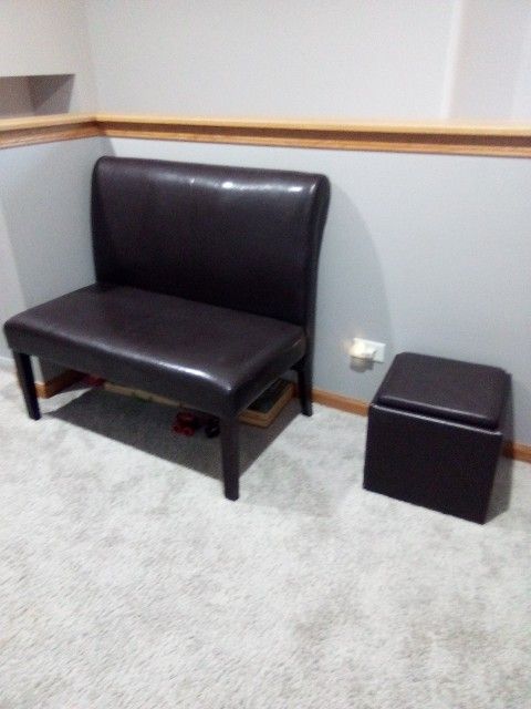 Brown Seat and Small Storage Stool Ottoman