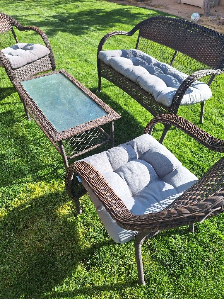 Rattan Seating Set W/ New Cushions