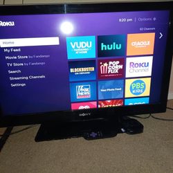 32in Sony TV With Roku Box And Remote 