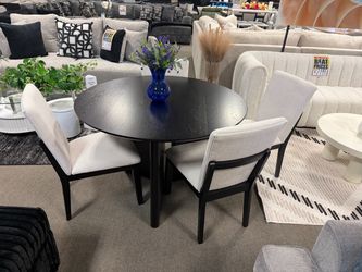Round Black Dining Table with 4 Chairs 🥳😍💙