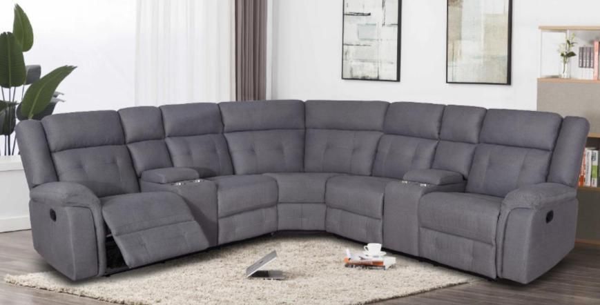 Brand New Paradise Gray Reclining Sectional Sofa –