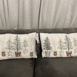 Set of 2 Decorative Lumbar Pillows – Winter Tree Design