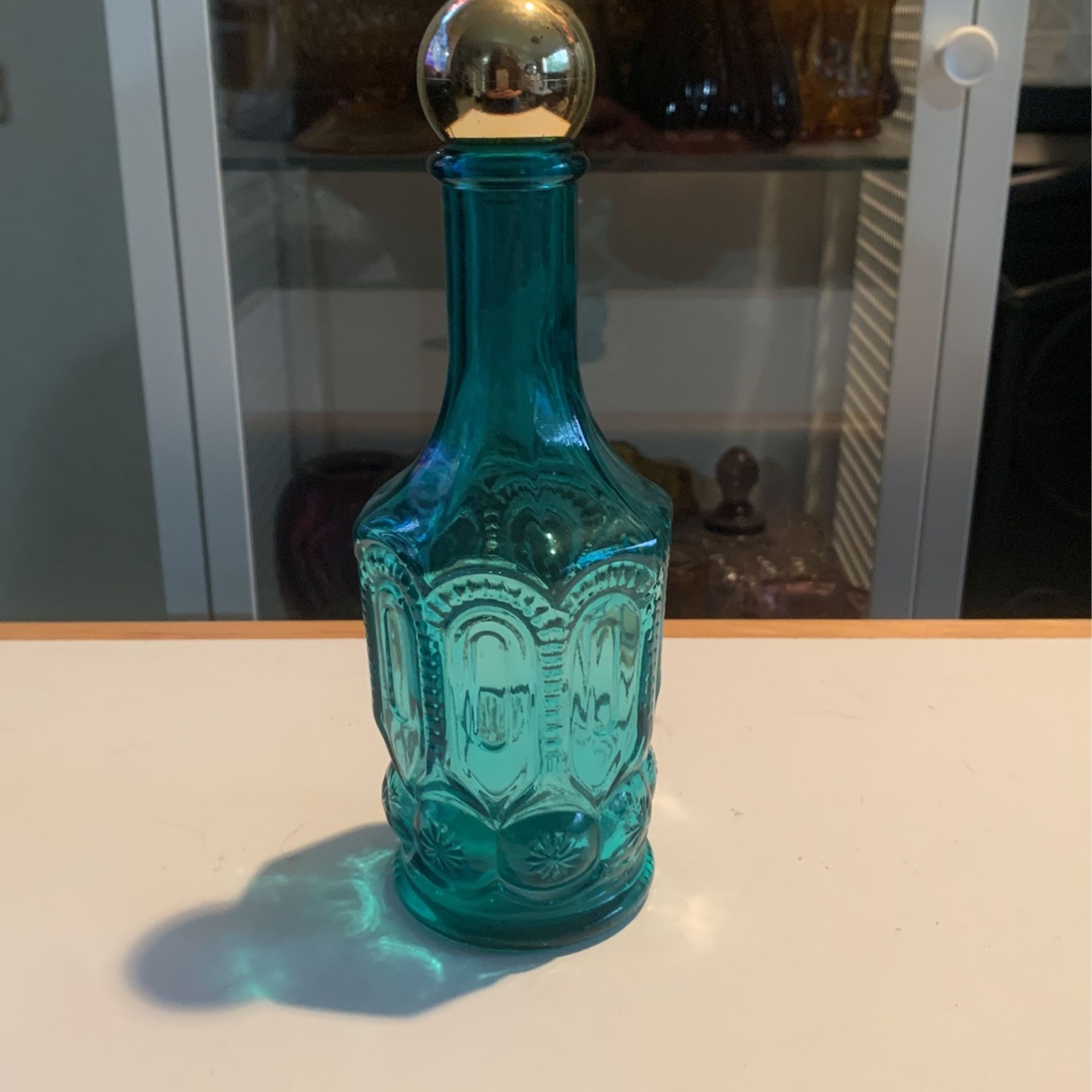 Avon Collectible Vintage Blue Glass Breath Fresh Mouthwash 8 oz Bottle Empty
