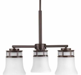 Progress Lighting Cascadia 3-Light Antique Bronze Chandelier with Etched Glass Shades