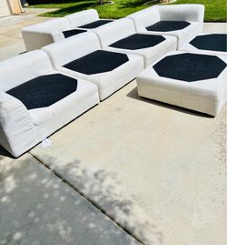 White sectional couch cloud type  with cushion covers OBO