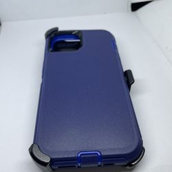 For iPhone 13 Blue Case With Belt Clíp Holster