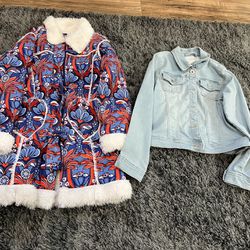 Lot 2 Girls Fleece Jacket & Jean Jacket Size 7/8