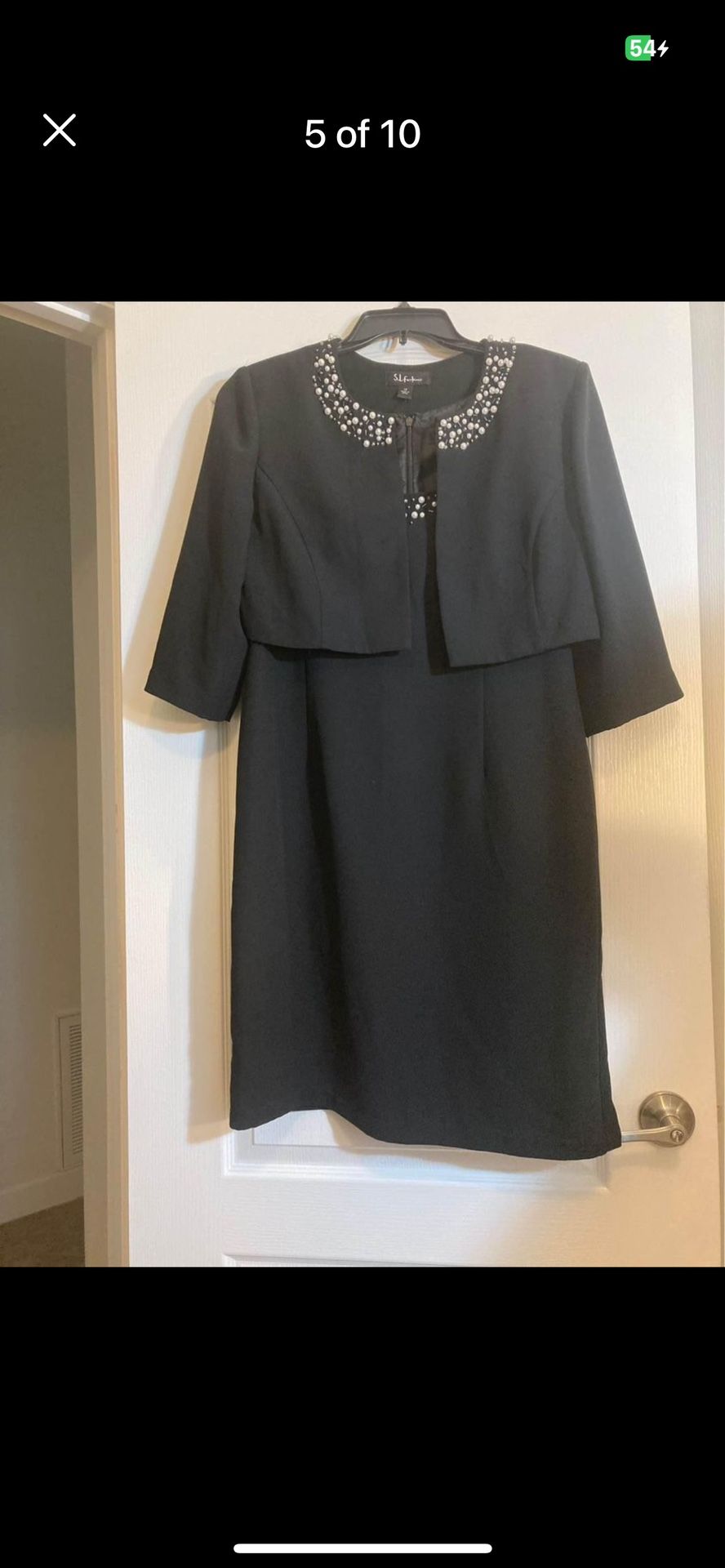 Career Rhinestones Size 14 Black Dress
