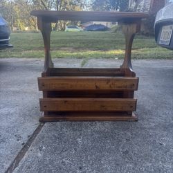 Handcrafted Solid Wood Magazine Rack / Side Table – Rustic Home Accent