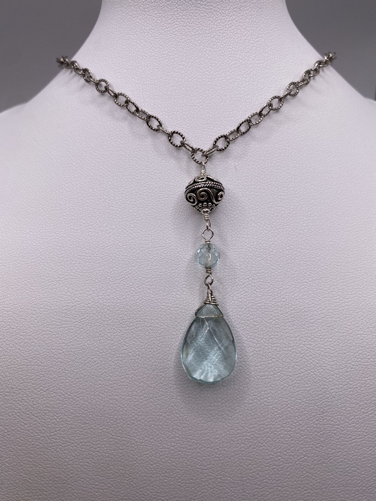 925 Blue Crystal Necklace 