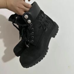 Chrome Hearts Black Timberlands All Black Crosses