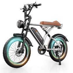 Movcan V60/V60 Pro Electric Bike, 48V 15.6/18.2Ah Removable Battery 20” Fat Tire Electric Bike, 1000/1500W Motor 30/33MPH Top Speed Electric Motorcycl