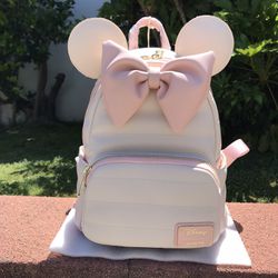 DISNEY LOUNGEFLY MINNIE MOUSE PINK TONAL PUFF MINI BACKPACK 