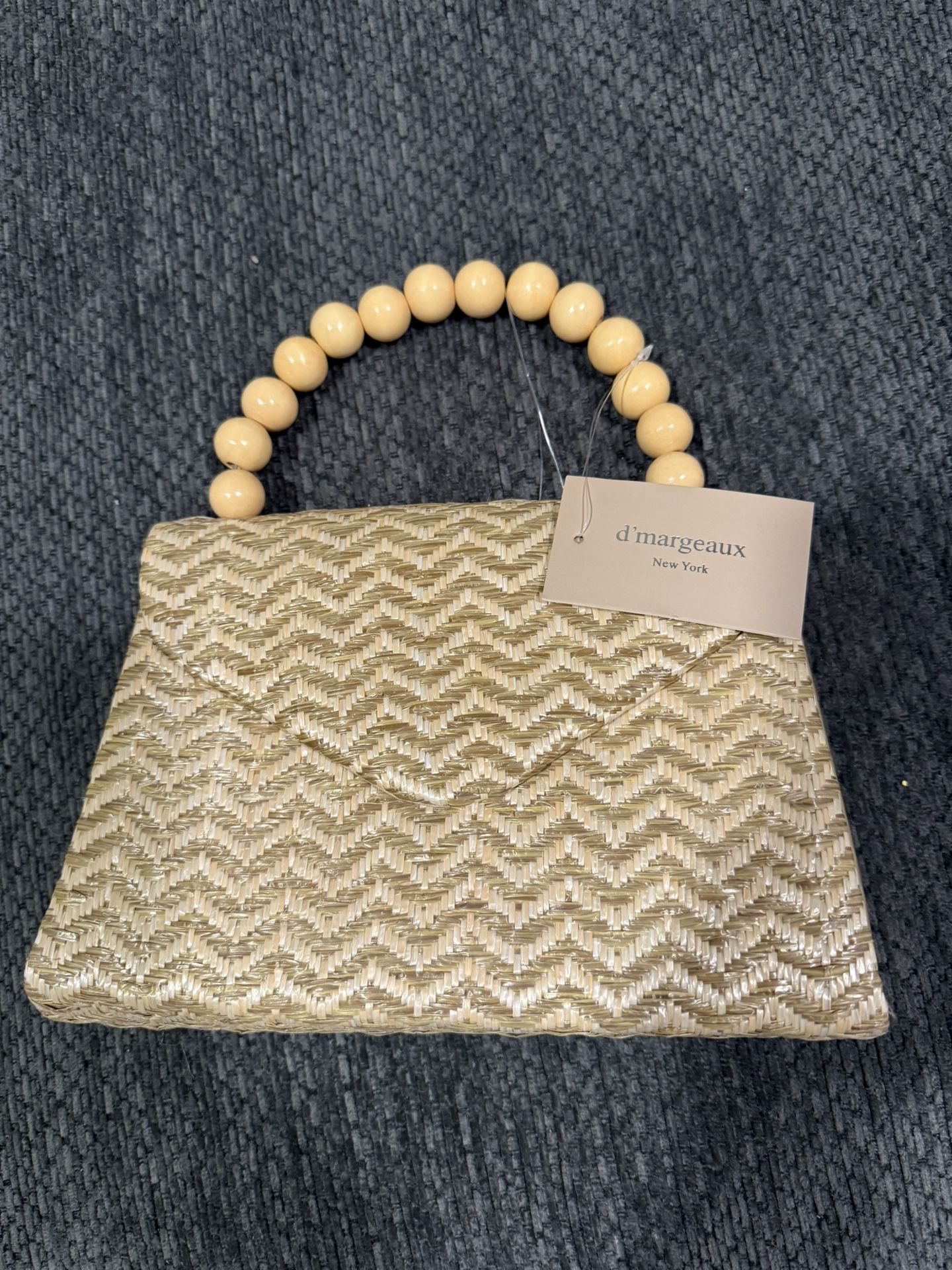 Gold beaded handbag-medium size- new with tags- 12 inches