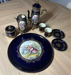 Vintage ACF sevres blue cobalt porcelain set