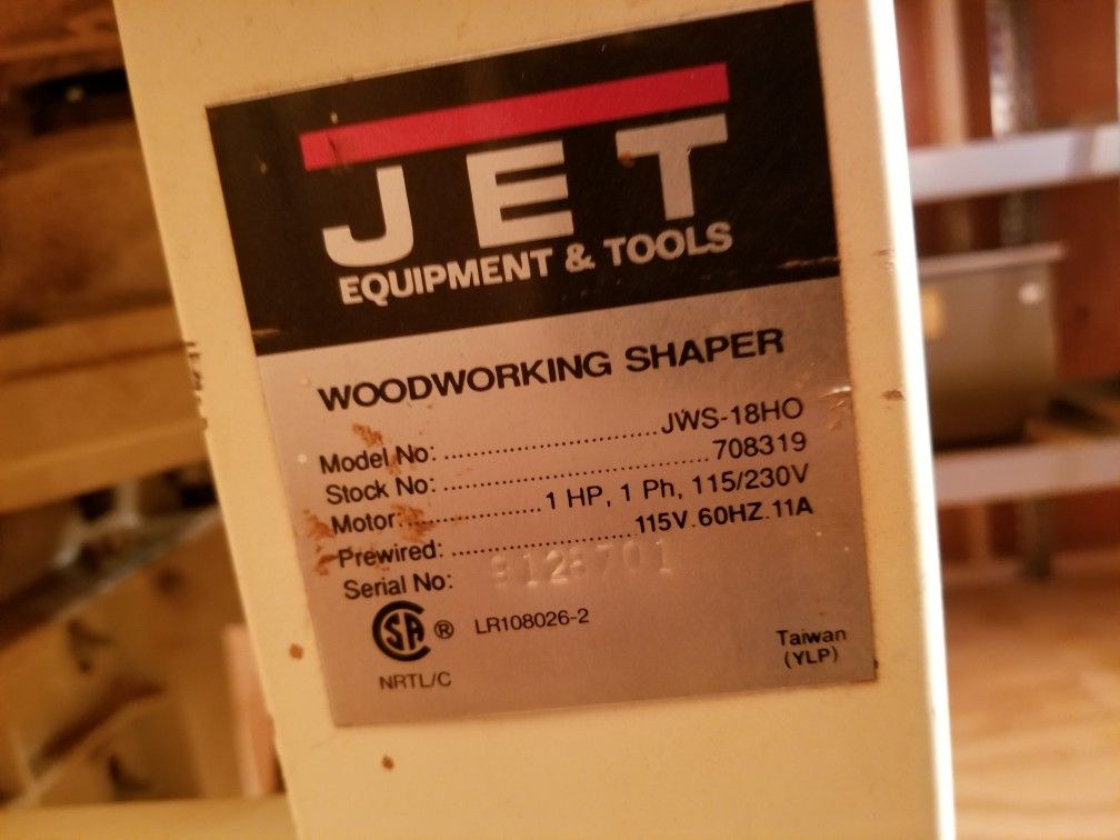Jet jws18ho Woodworking Shaper wood shaper for Sale in Marietta, GA