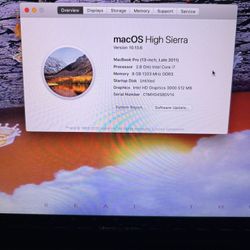 MacBook Pro  High Sierra Version 10.13.6