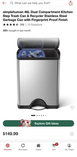 Simple human 46L Dual Compartment Stainless Steel Trash can