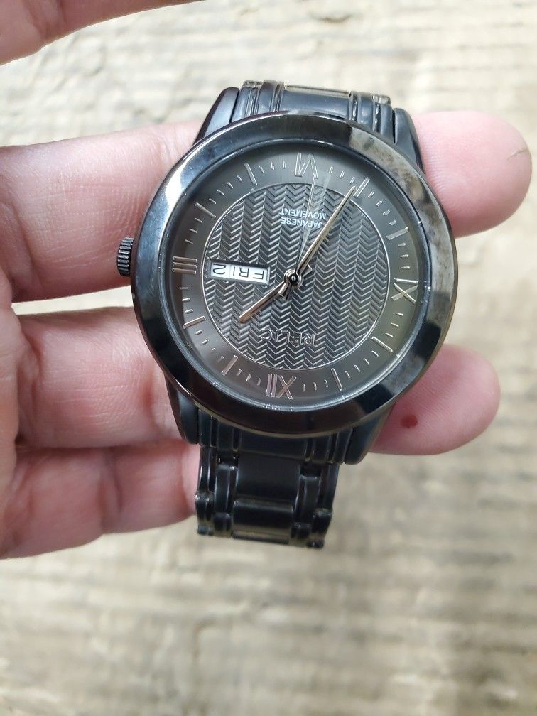 Relic Men's Black Stainless Steel Analog Dial Quartz . New Japanese battery, Good Condition