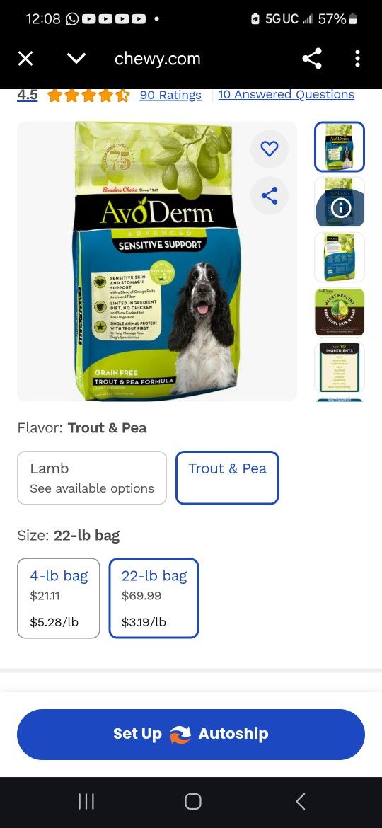AvoDerm Advanced Limited Ingredient Diet Adult Dog Food, Trout & Pea Formula