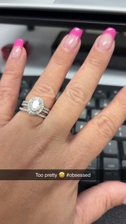 1ct Neil Lane oval diamond  solitaire double halo with wedding band