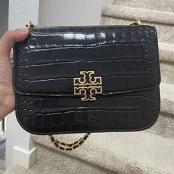 TORY BURCH BRITTEN EMBOSSED SMALL ADJUSTABLE SHOULDER BAG LEATHER 141029