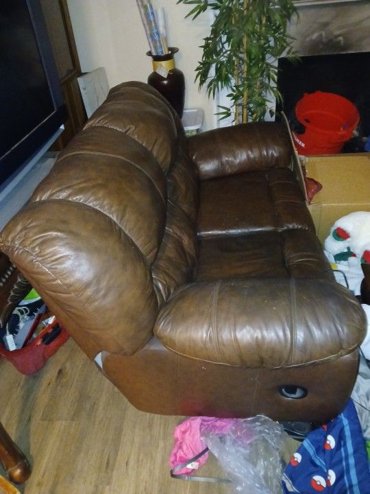 Brown Leather Couch 