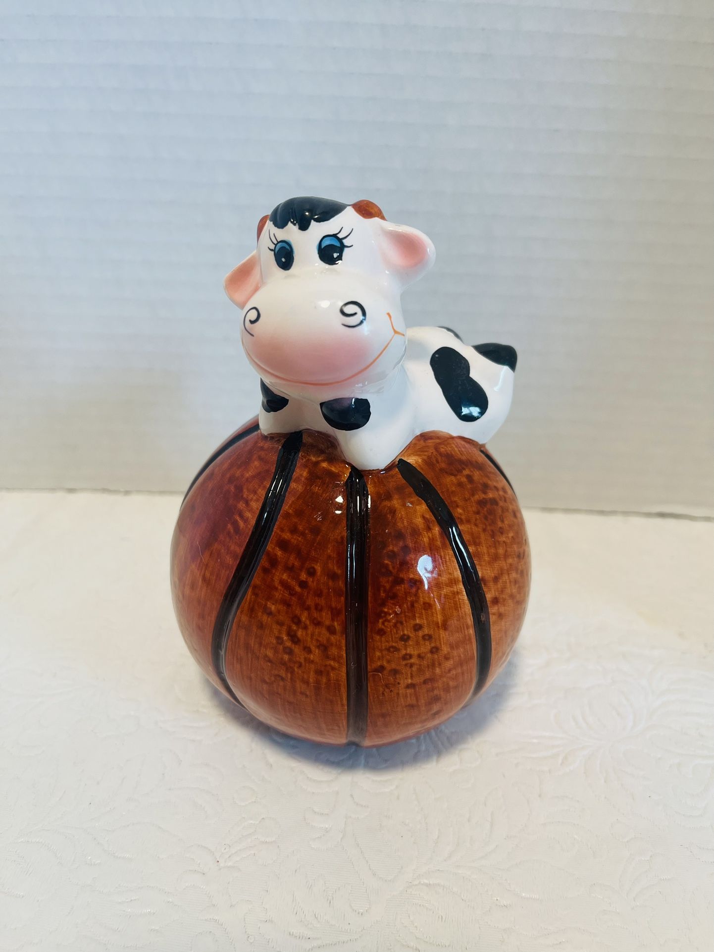 Adorably Cute Ceramic Cow Piggy Bank Coin Bank.