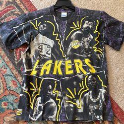 90s Los Angeles lakers Salem AOP tshirt sz youth med