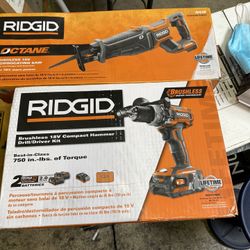 Ridgid Brushless Hammer Drill Kit Woth Batteries And Charger
