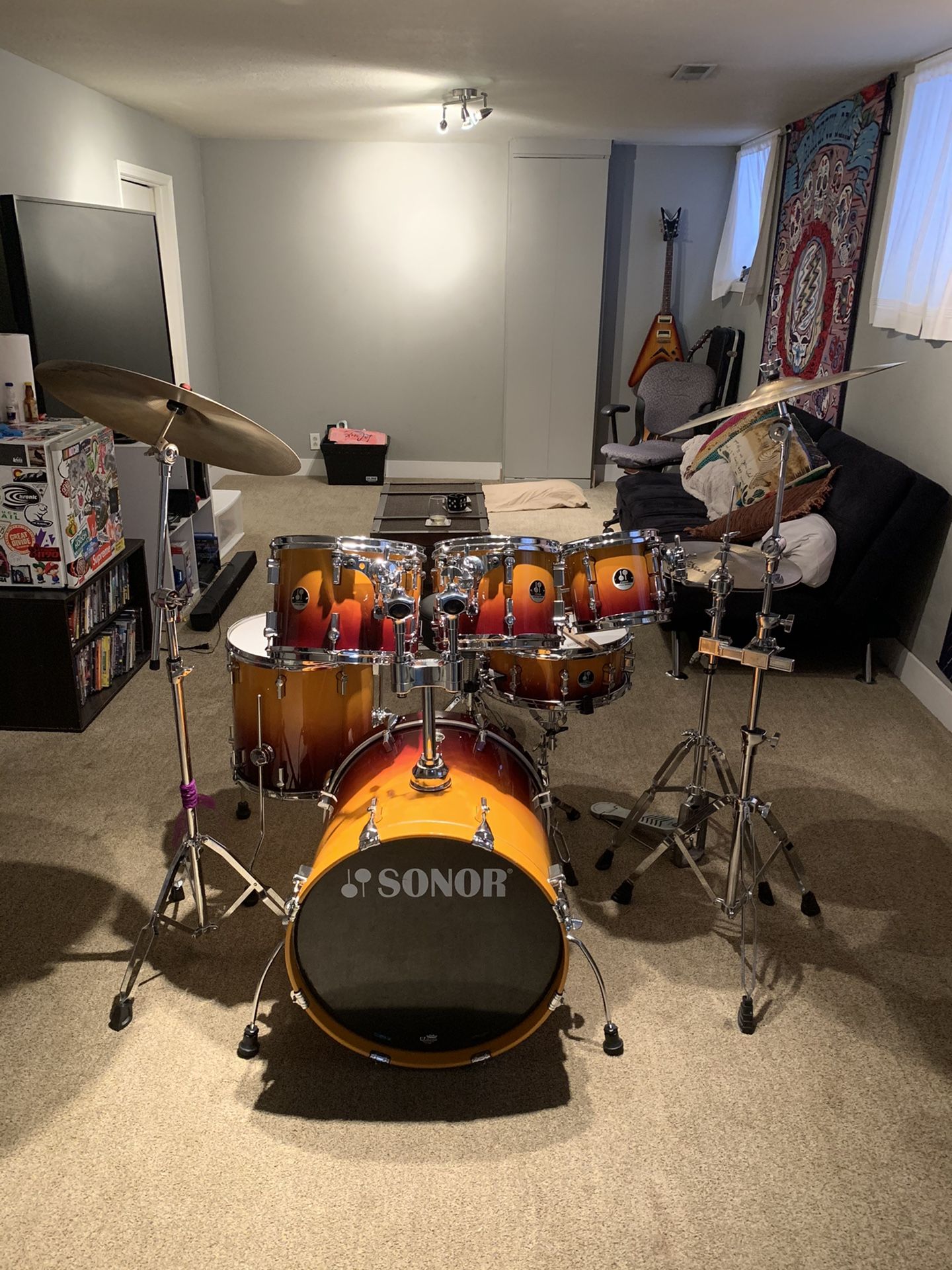 Sonor Force 3007 6-piece Drum Kit (Sunburst) Full Set- 2010