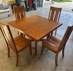 Solid Wood Dining Table Set – 4 Chairs – Expands to 60” – Excellent for Small Spaces